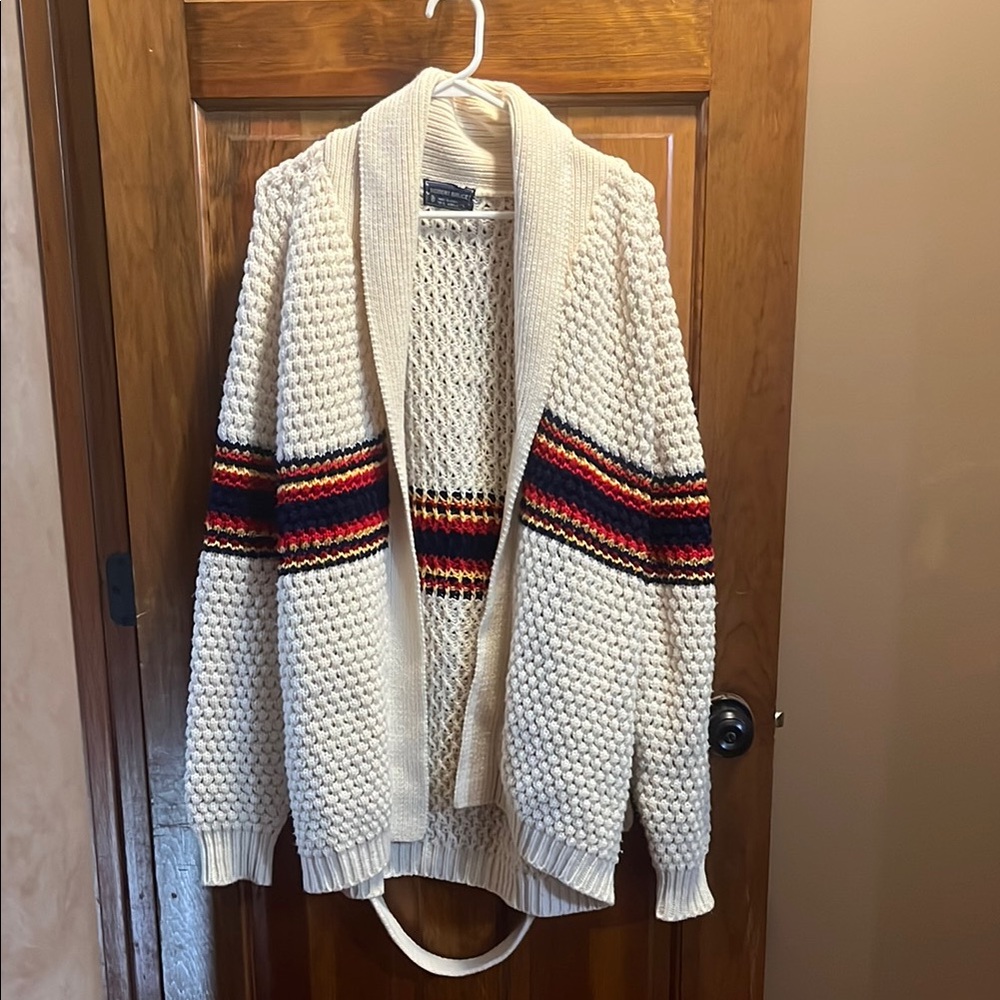 Vintage 80s Robert Bruce 100% Acrylic Sweater Cardigan Robe Mens Large